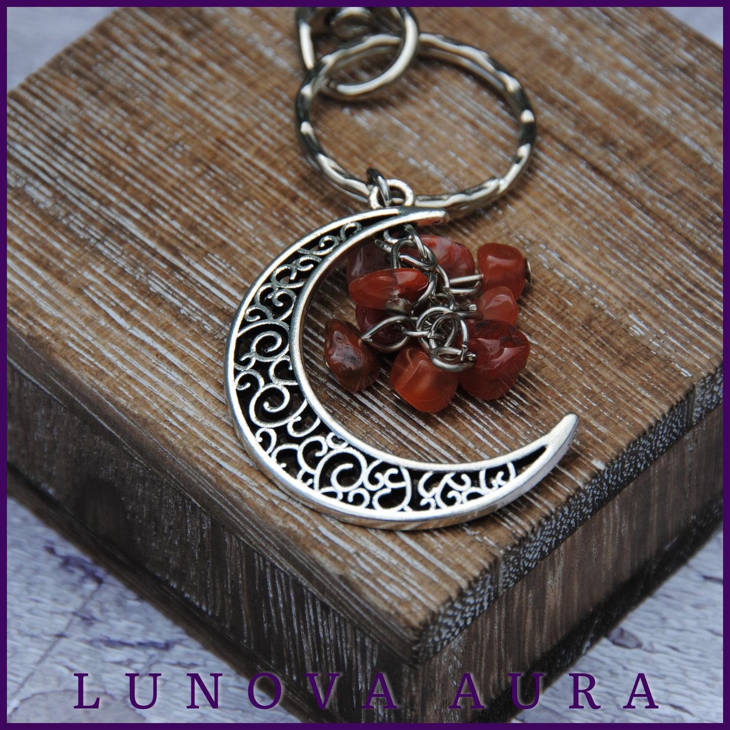 Carnelian Moon Keychain