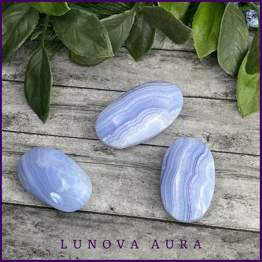 Blue Lace Agate Free Form Palm Stone