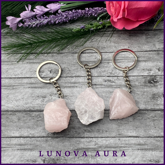 Rose Quartz Raw Crystal Keychain