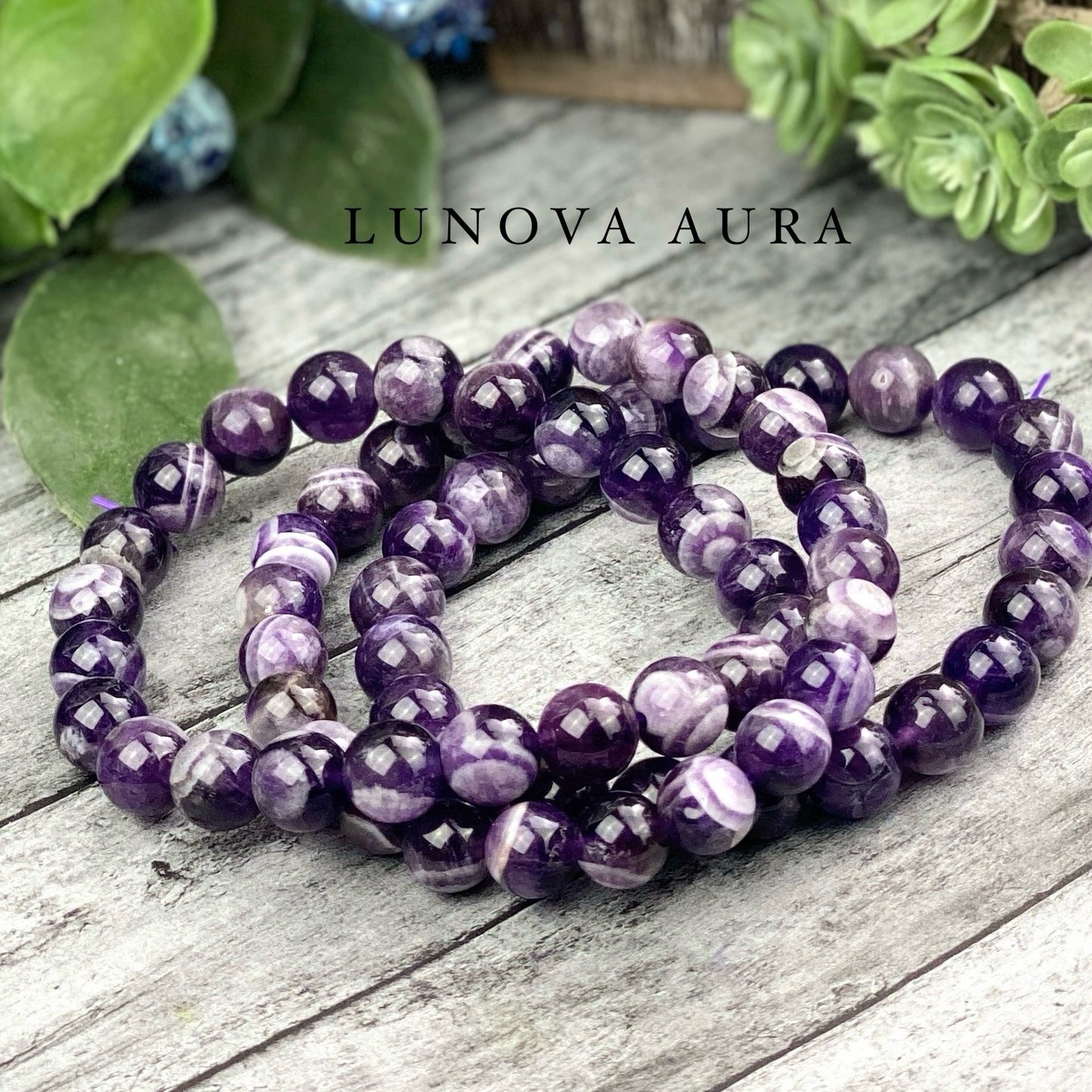 Dream (Chevron) Amethyst Gemstone 8MM Bracelet