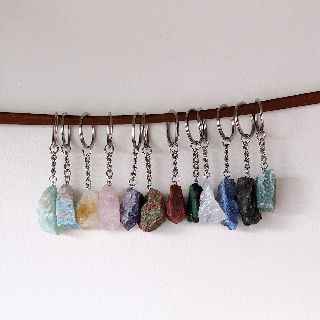 Rose Quartz Raw Crystal Keychain