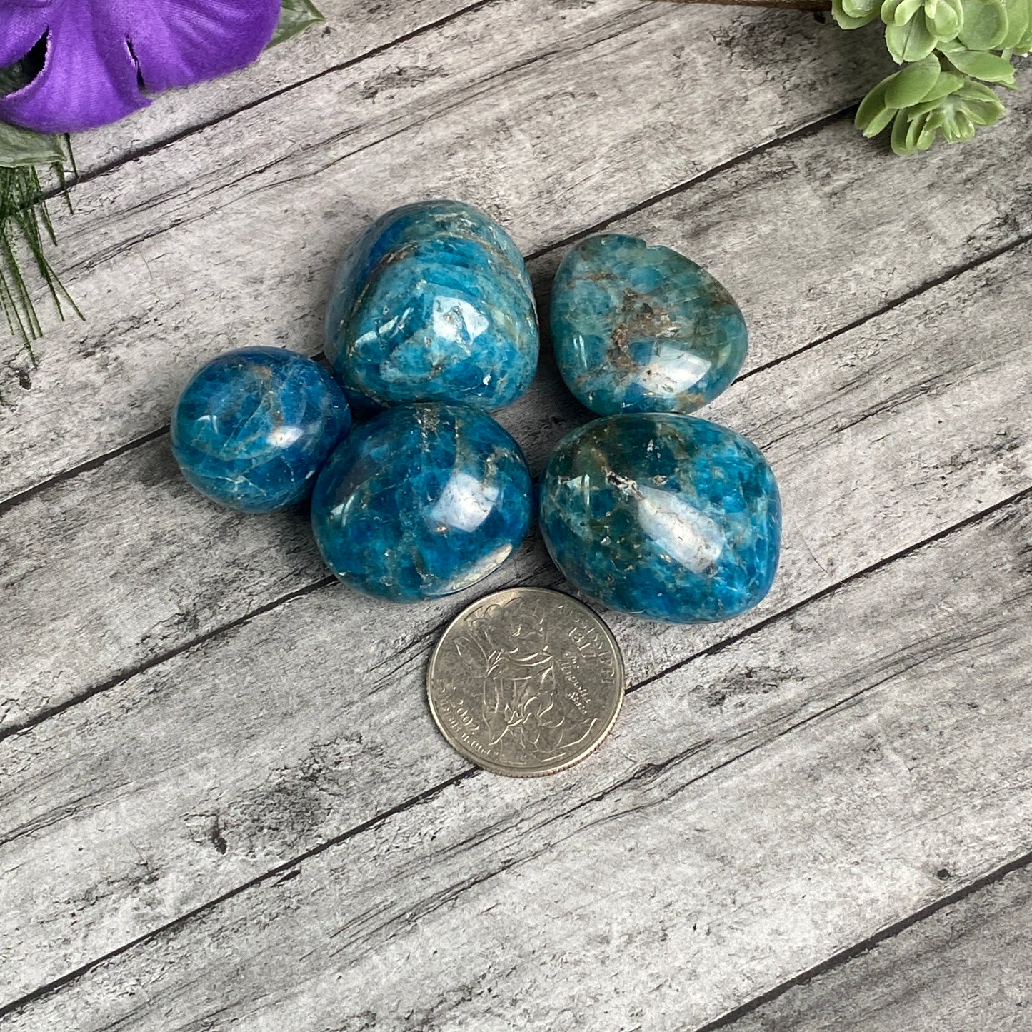 Blue Apatite Tumbled Pocket Stone