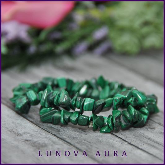 Malachite Genuine Crystal Gemstone Chip Bead Bracelet