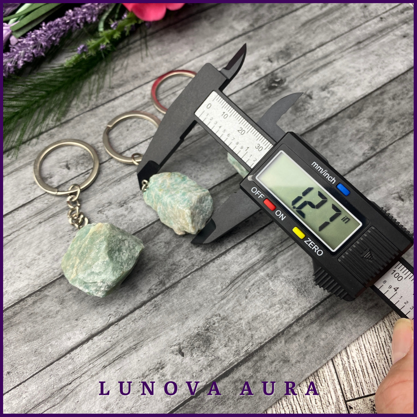 Amazonite Raw Crystal Keychain