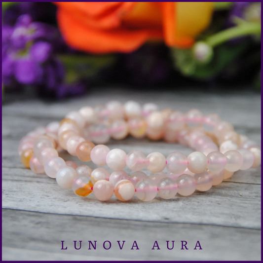 Flower Agate 6mm Gemstone Bracelet