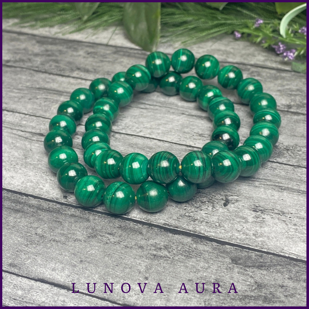 Malachite Genuine 8mm Crystal Gemstone Bead Bracelet