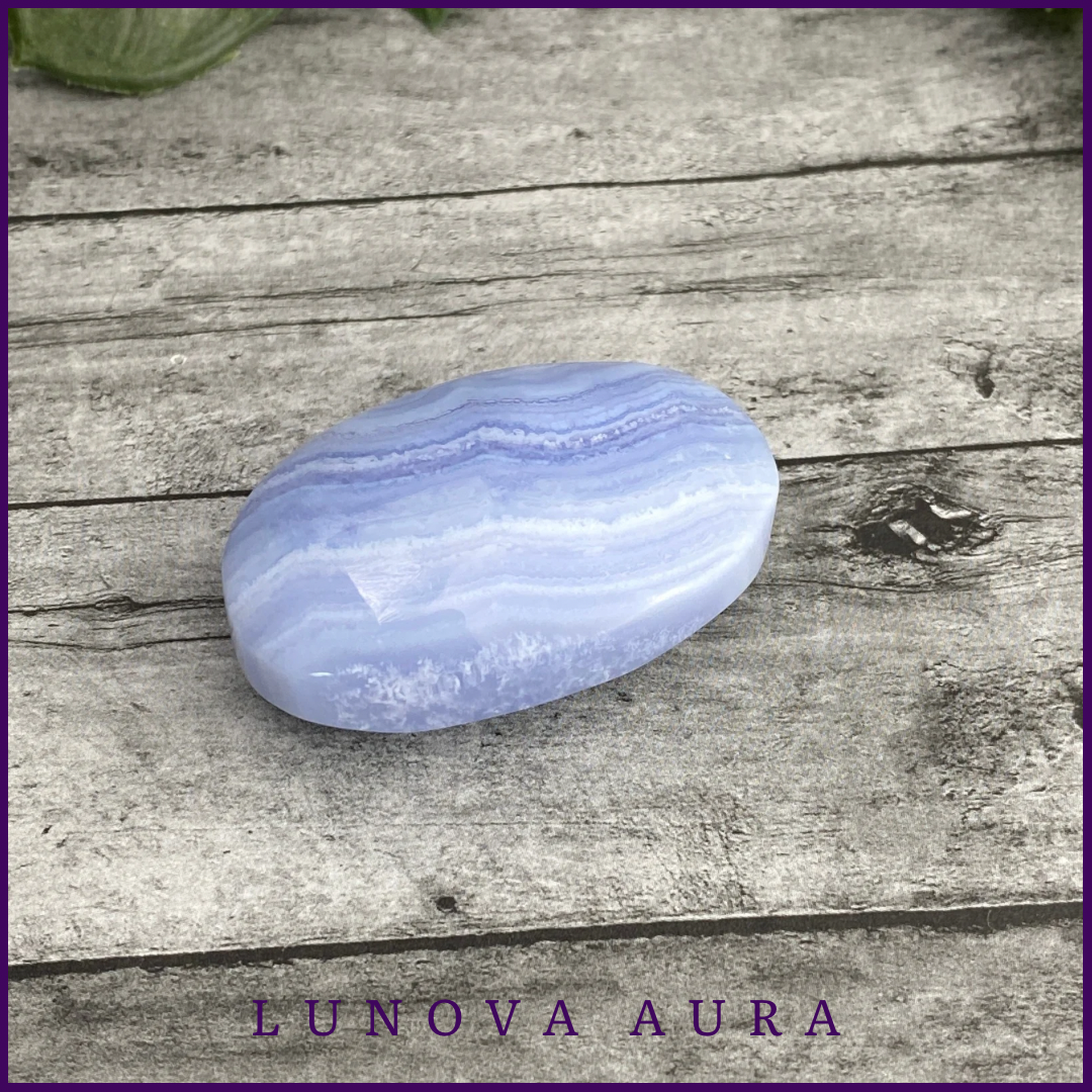 Blue Lace Agate Free Form Palm Stone