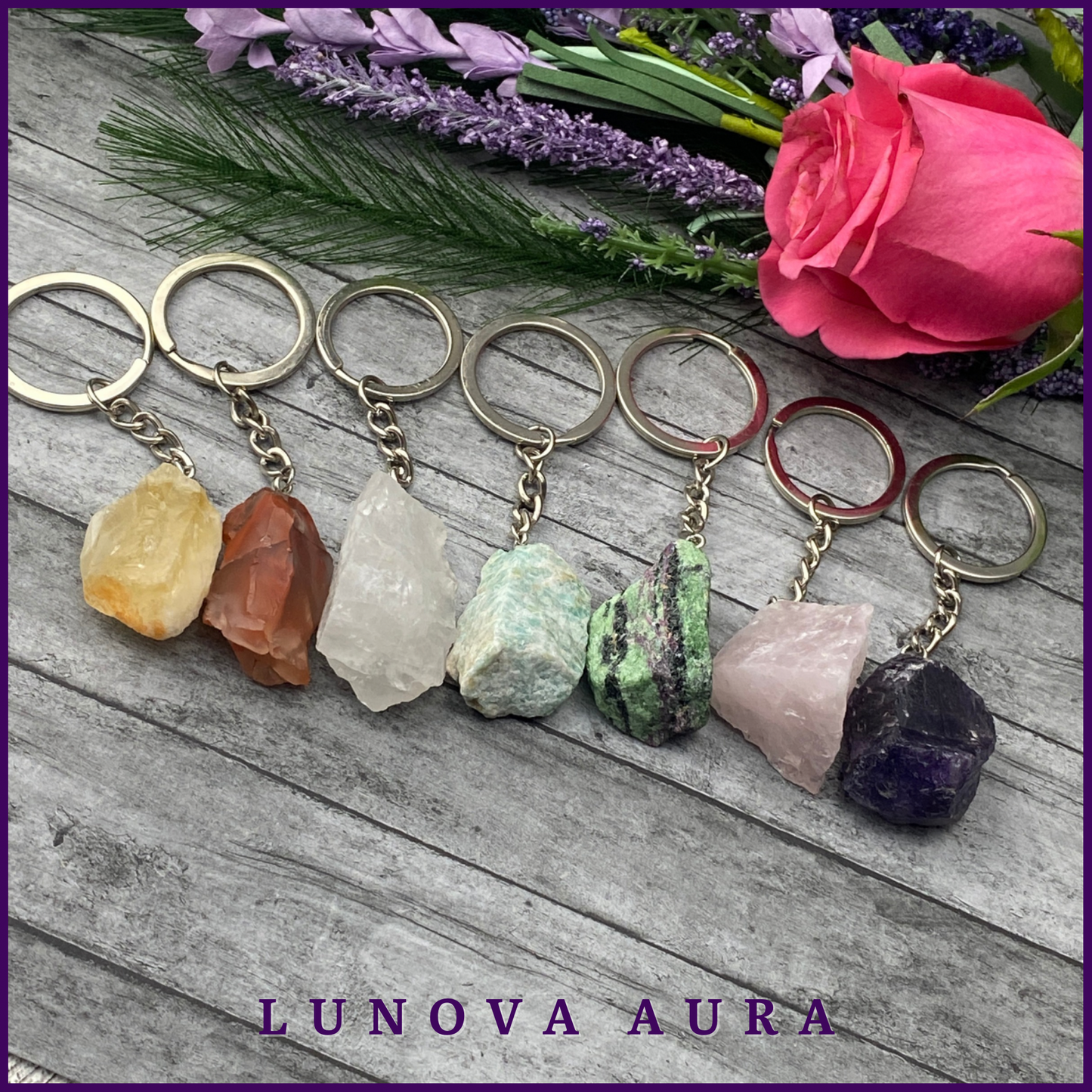 Amethyst Raw Crystal Keychain