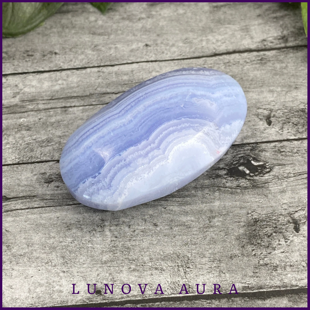 Blue Lace Agate Free Form Palm Stone