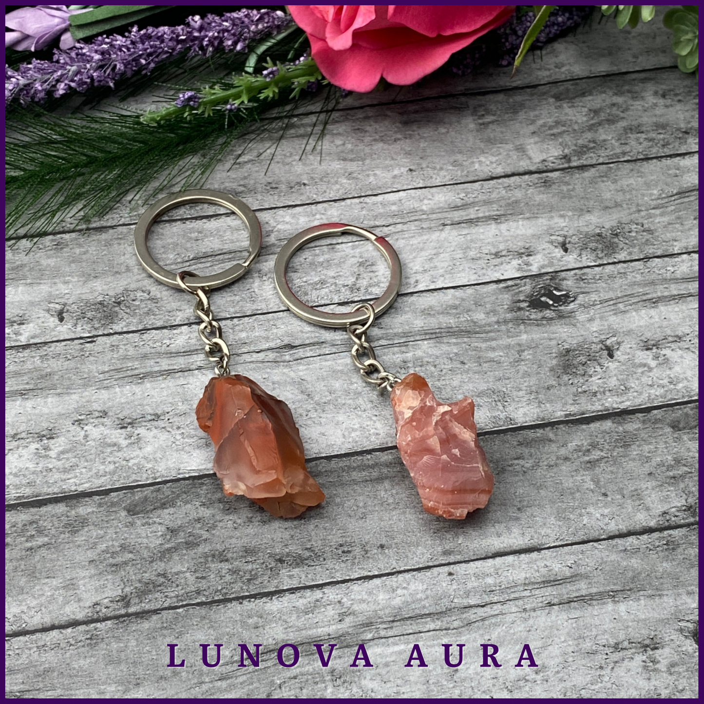 Carnelian Raw Crystal Keychain