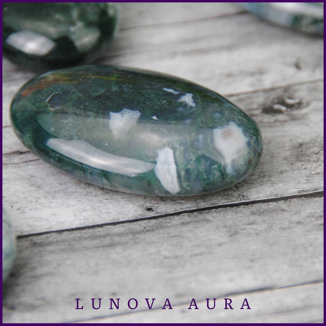 Moss Agate Free Form Palm Stone