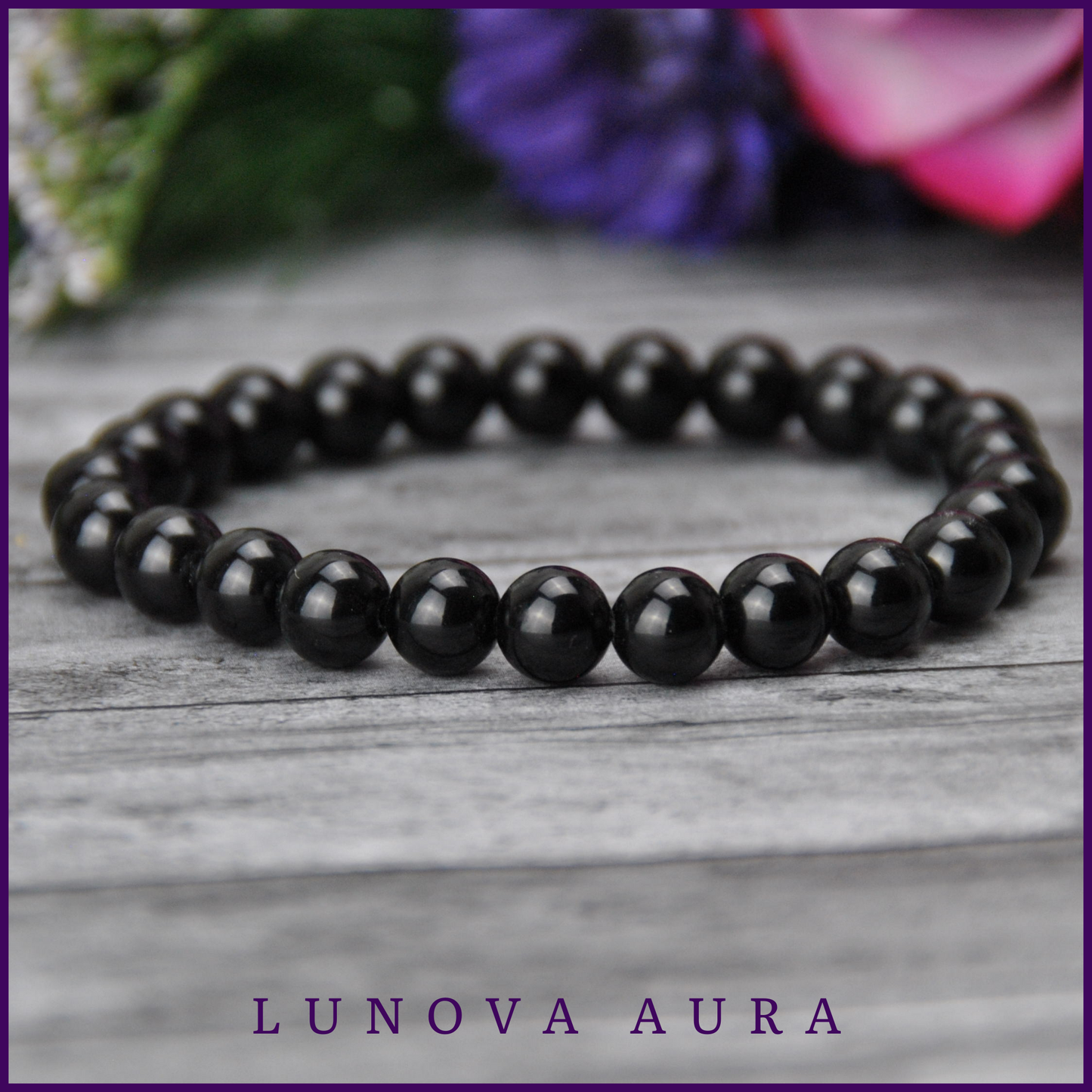 Black Obsidian Gemstone 8mm Bracelet