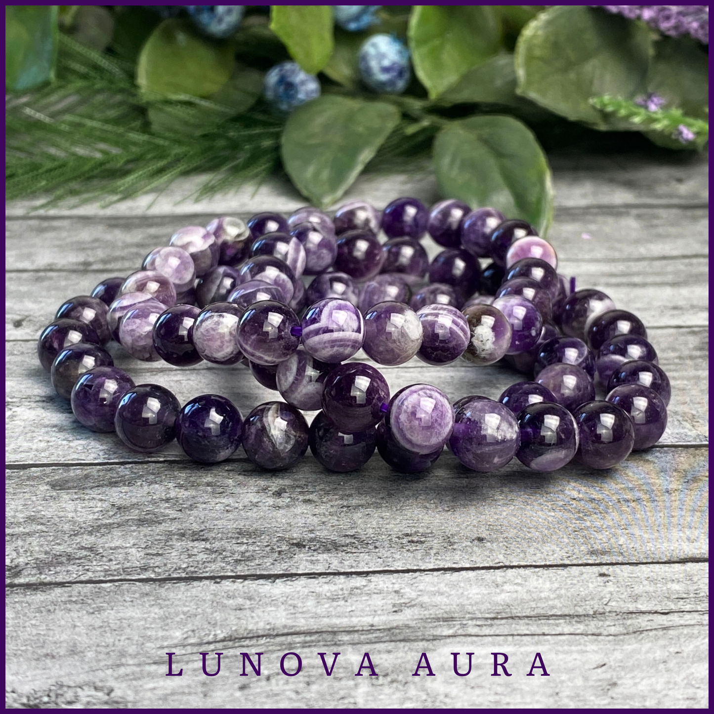 Dream (Chevron) Amethyst Gemstone 8MM Bracelet