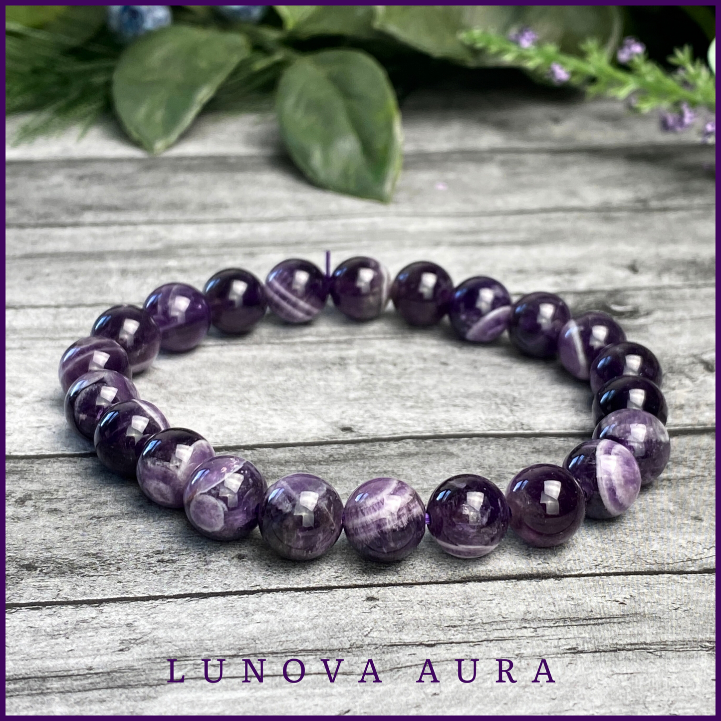 Dream (Chevron) Amethyst Gemstone 8MM Bracelet