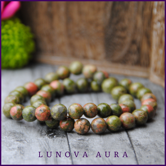 Unakite Gemstone 8mm Bracelet