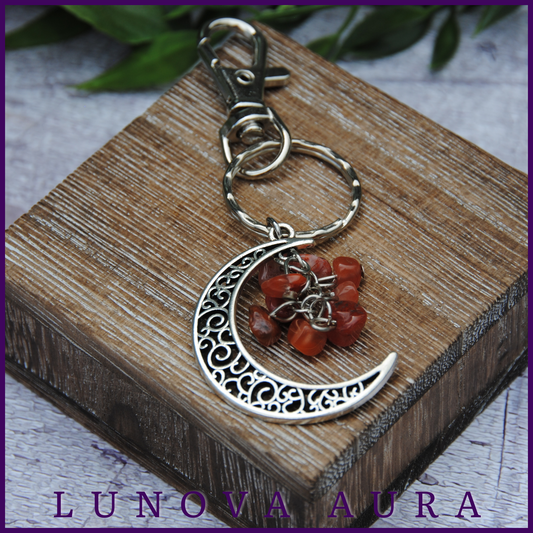 Carnelian Moon Keychain