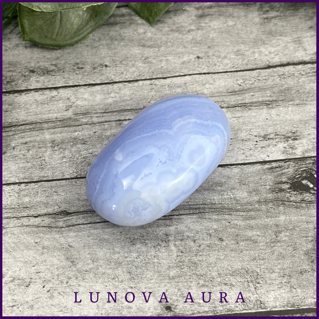 Blue Lace Agate Free Form Palm Stone