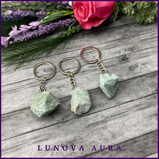 Amazonite Raw Crystal Keychain