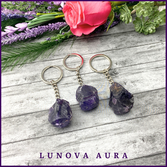 Amethyst Raw Crystal Keychain