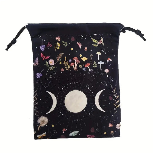 Triple Moon Tarot Card Velvet Drawstring Bag