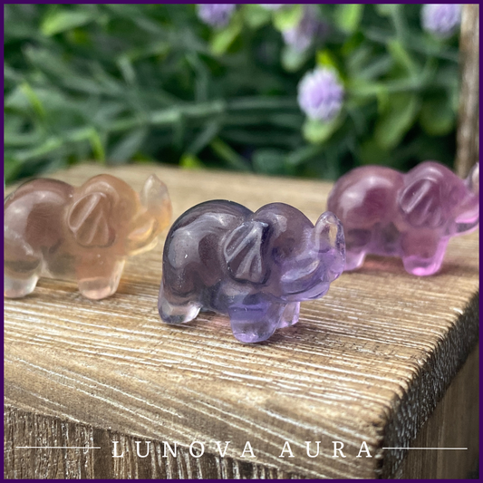 Fluorite Mini Standing Elephant Crystal Carving