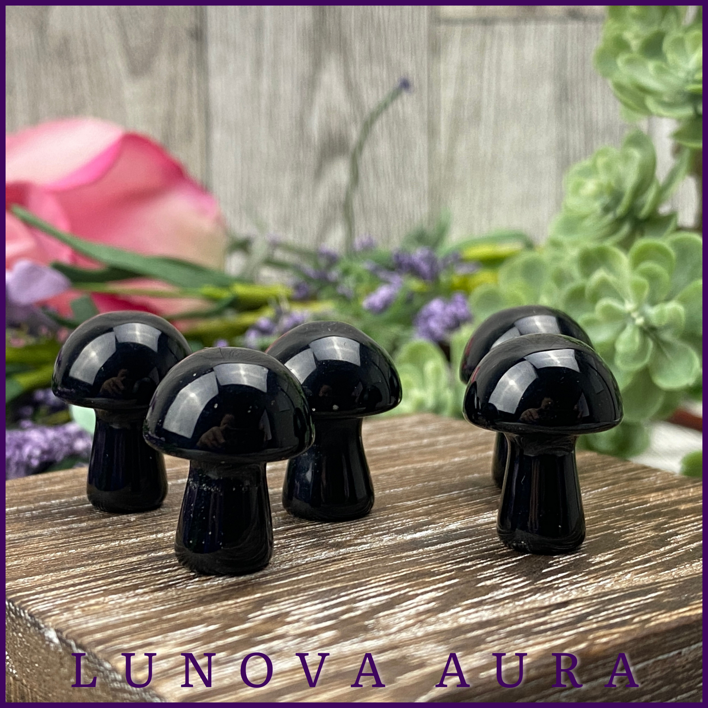 Black Obsidian Mini Mushroom Carving