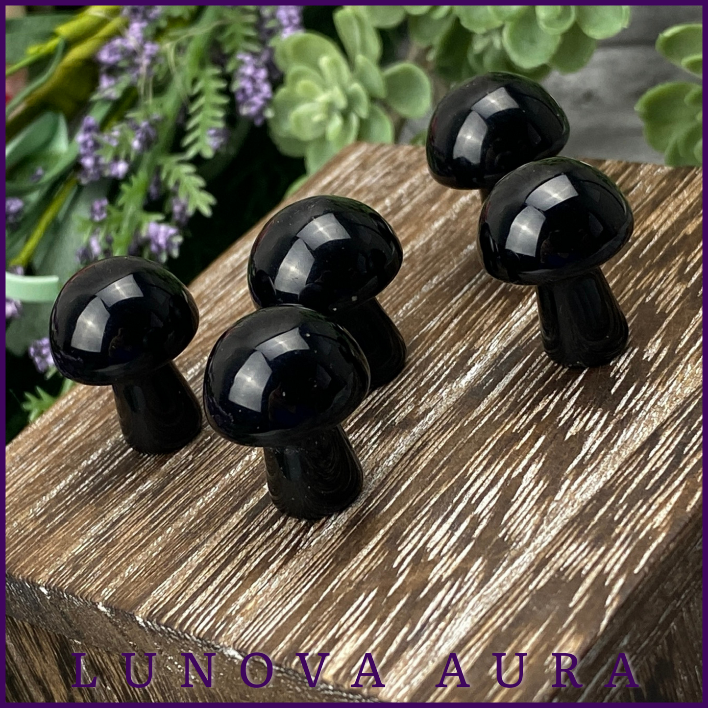 Black Obsidian Mini Mushroom Carving