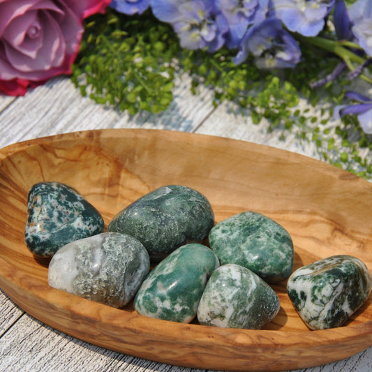 Moss Agate Tumbled Pocket Stone