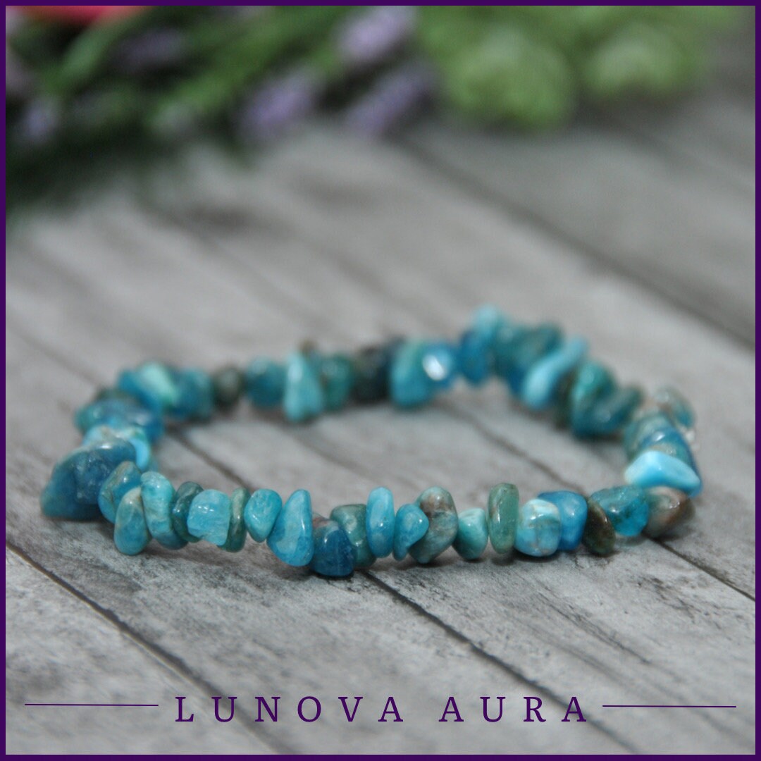 Blue Apatite Gemstone Chip Bracelet