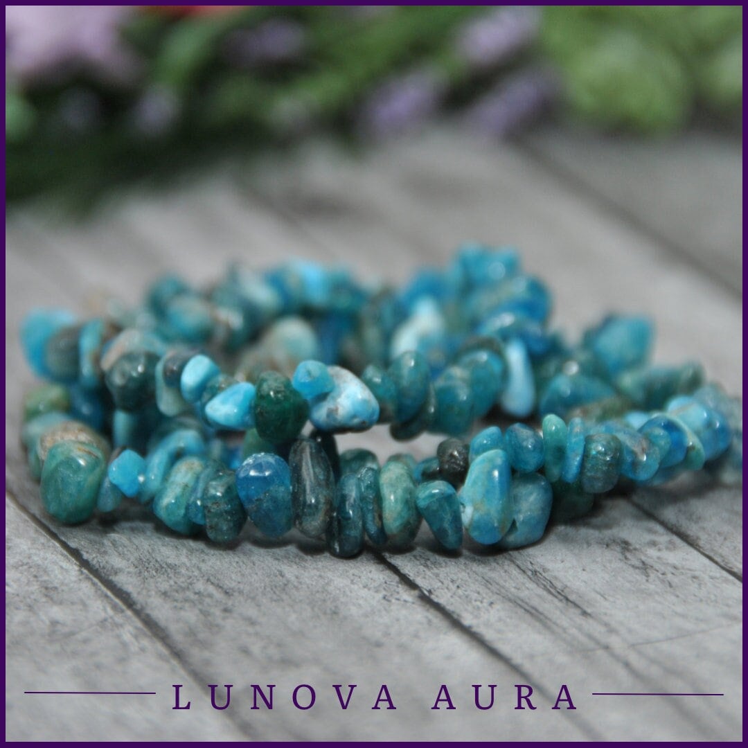 Blue Apatite Gemstone Chip Bracelet