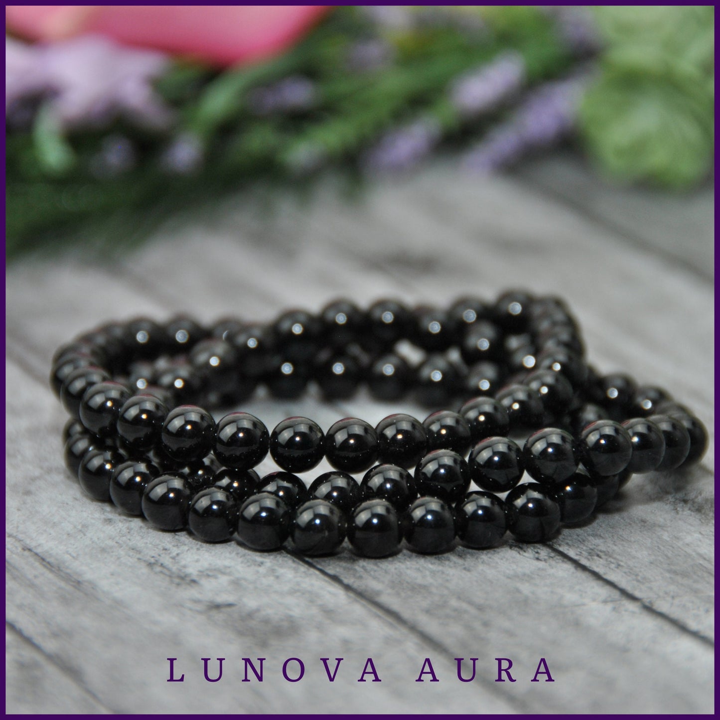 Black Obsidian Gemstone 6mm Bracelet