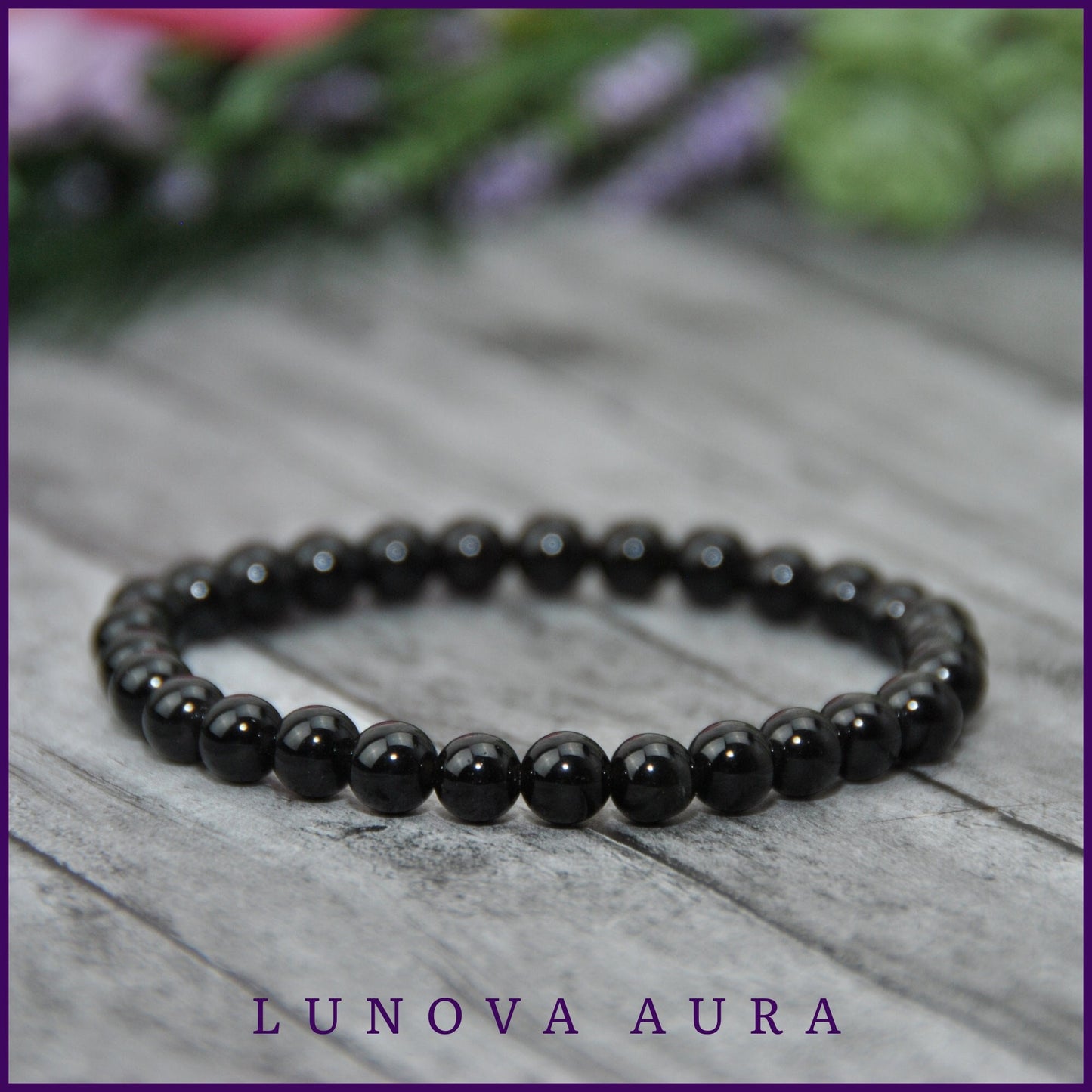 Black Obsidian Gemstone 6mm Bracelet