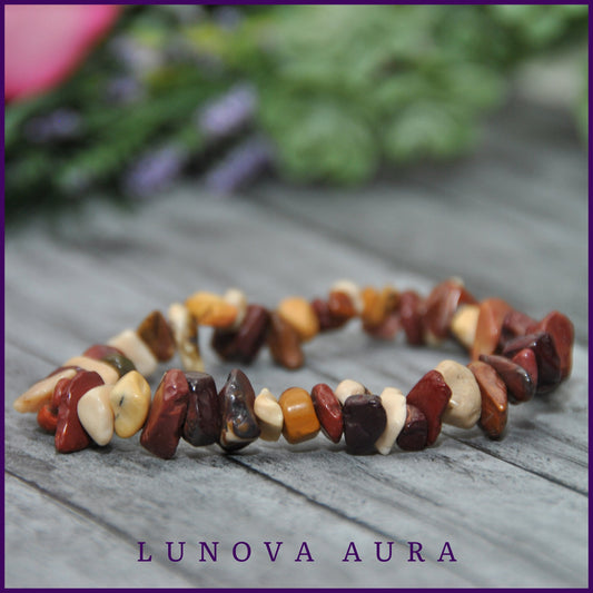 Mookaite Jasper Gemstone Chip Bracelet