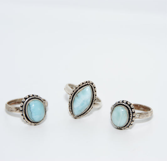 Larimar Vintage Silver Handcrafted Rings