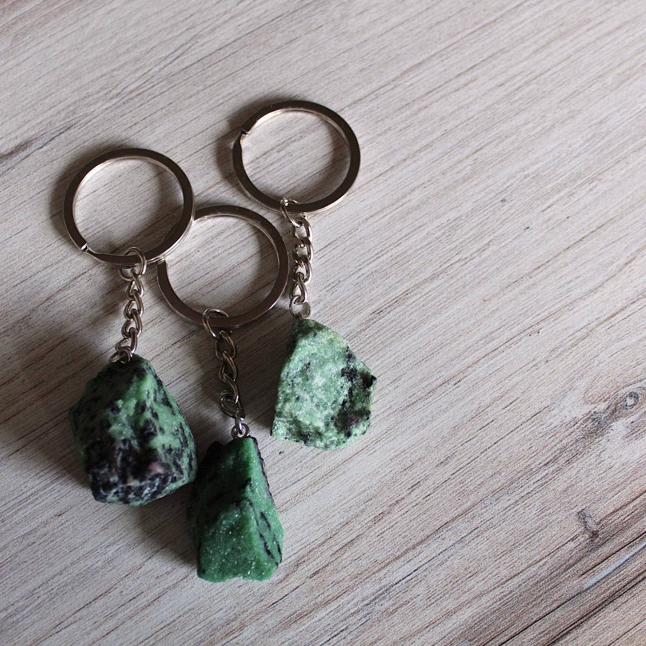 Ruby Zoisite Raw Crystal Keychain