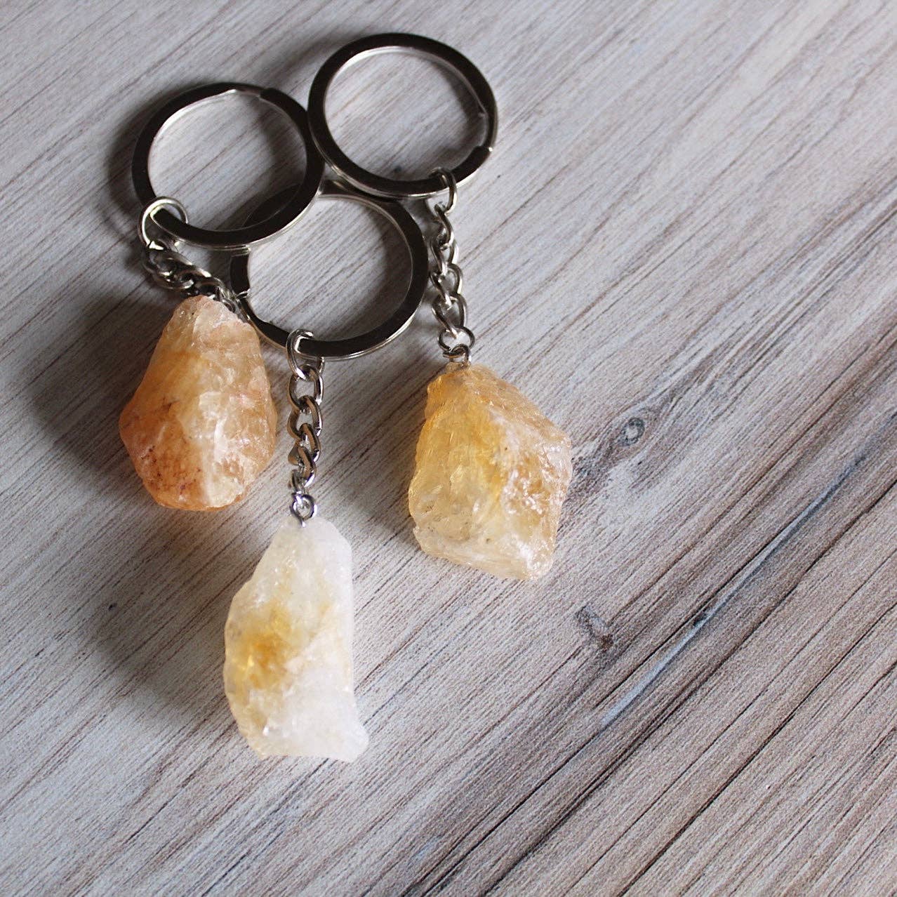 Citrine Raw Crystal Keychain