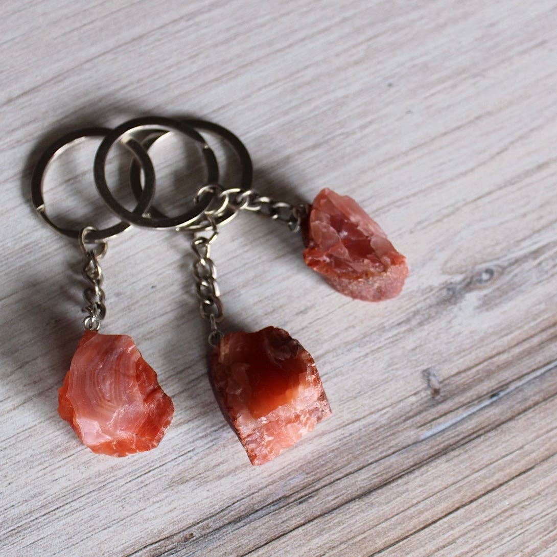 Carnelian Raw Crystal Keychain