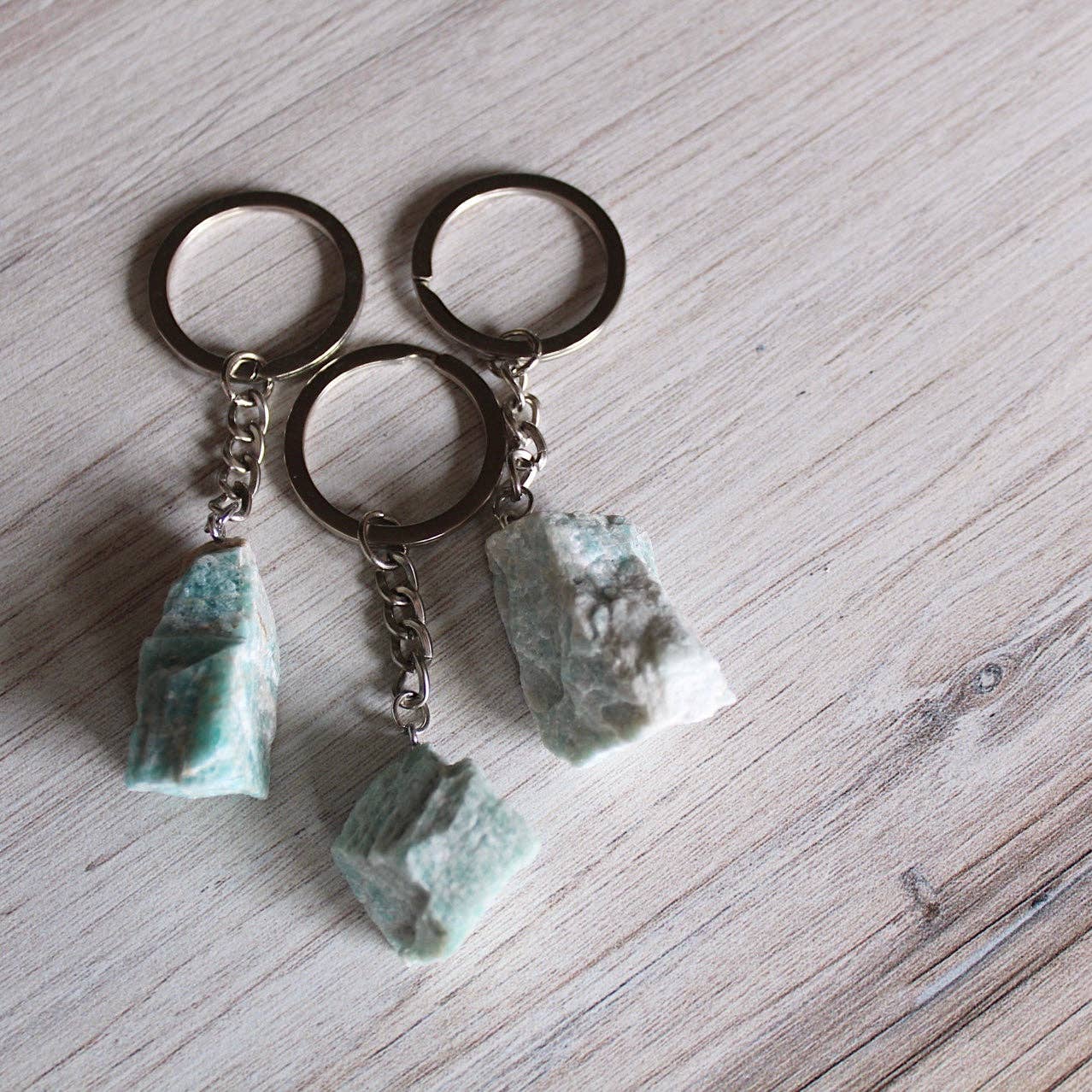 Amazonite Raw Crystal Keychain